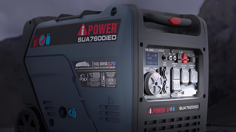 A-iPower 7600-Watt Dual Fuel Inverter Generator sitting outdoors