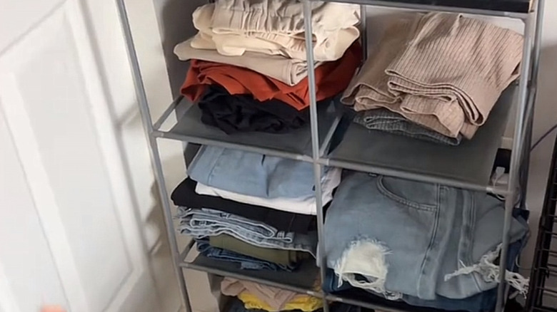 Dollar Tree cube storage used for folded clothing