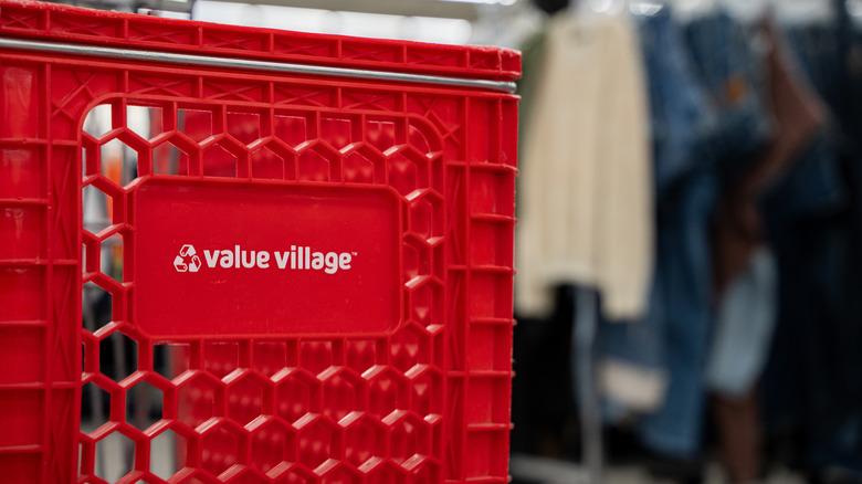 Value Village shopping cart in a thrift store