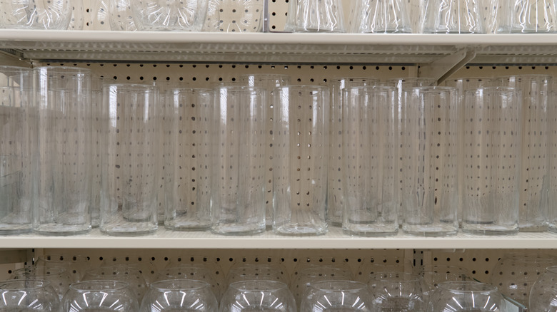 clear glass vase with white background