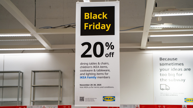 IKEA sign showing a special 20% off offer for a Black Friday sale