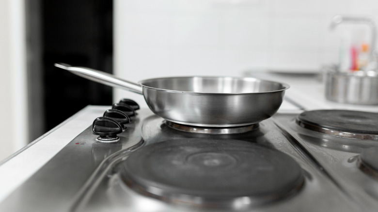 Frying pan on electric stovetop