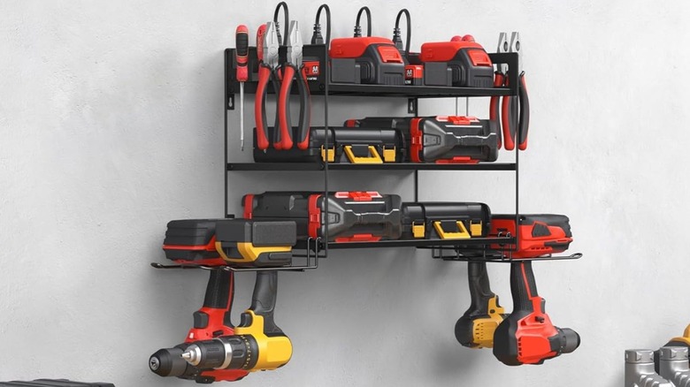 the 3-tier version of the utility rack on garage wall