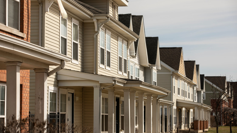 row of multi-unit houses modeled after vintage rowhouses in Gary, Indiana