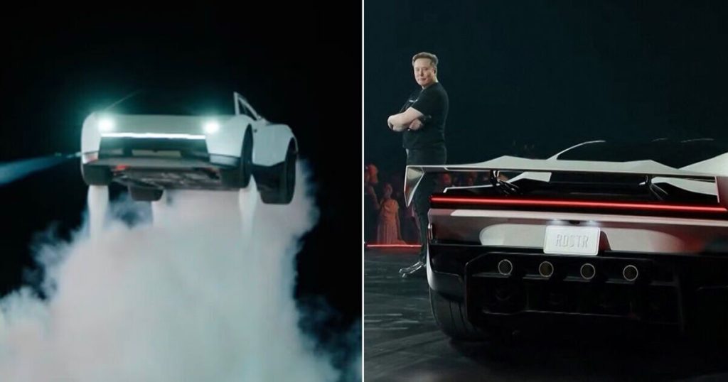 Musk unveils Tesla Roadster he calls first flying car, using jets to hop over parked cars