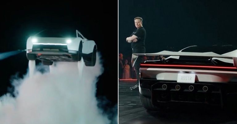 Musk unveils Tesla Roadster he calls first flying car, using jets to hop over parked cars