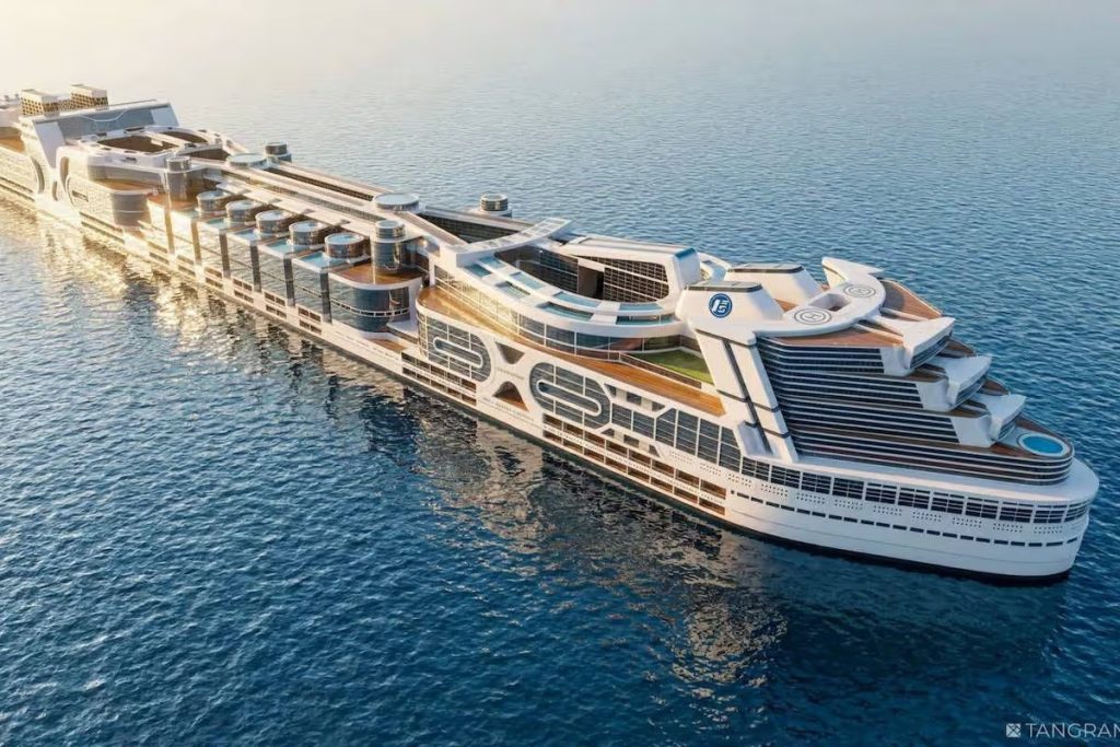 Planned £12bn Freedom Ship, a mile long, would carry 80,000 people with its own hospital