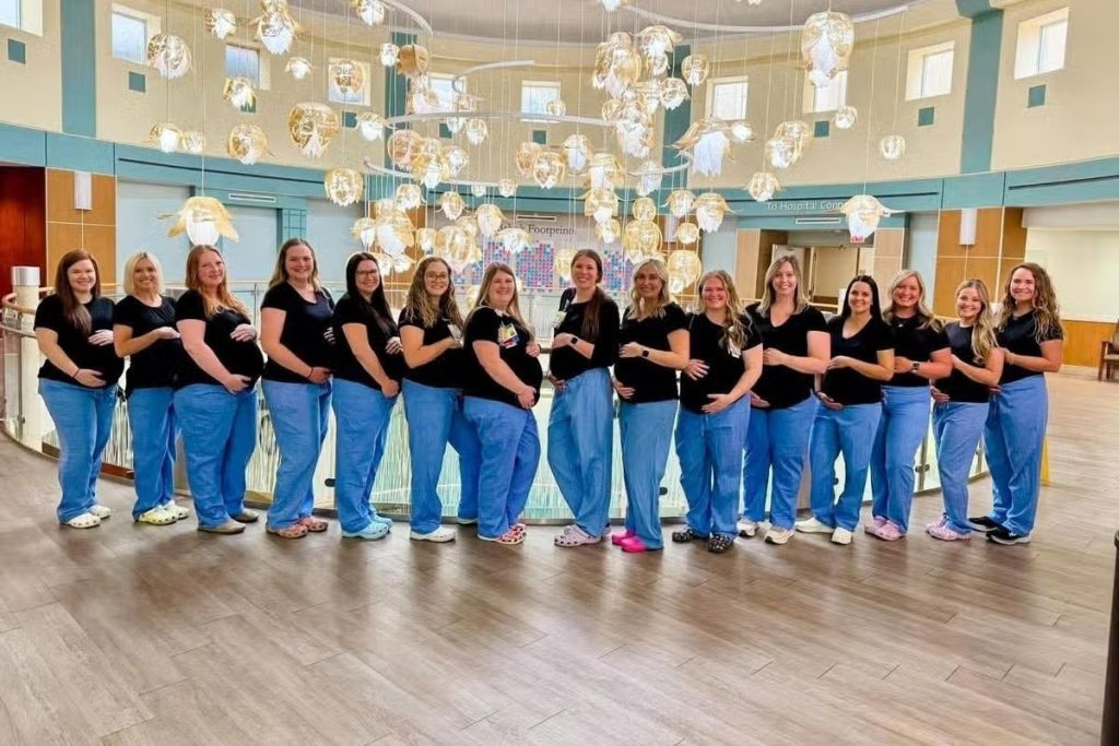 Seventeen Ohio labor nurses are pregnant at once, beating their unit's 2019 record of 11 nurses